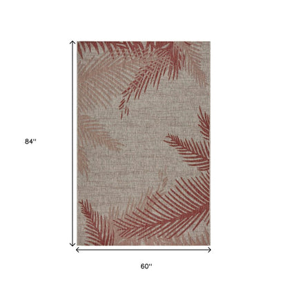 5' X 7' Beige Indoor Outdoor Area Rug