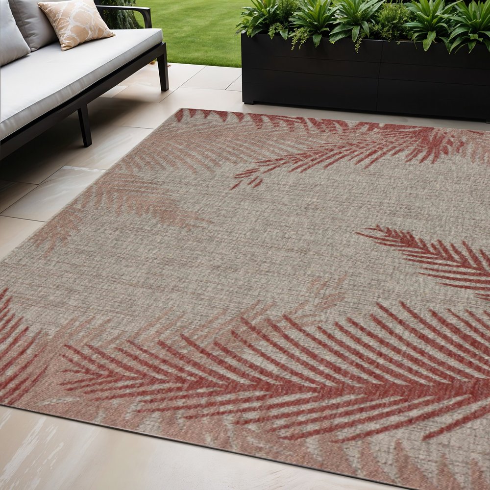 5' X 7' Beige Indoor Outdoor Area Rug