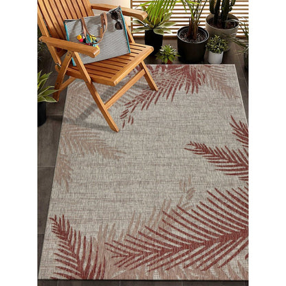 5' X 7' Beige Indoor Outdoor Area Rug