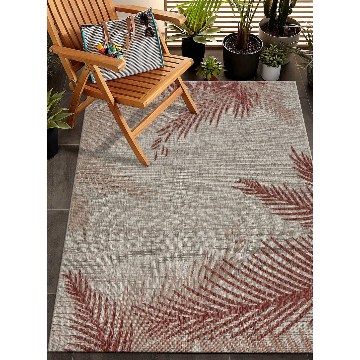 8' X 9' Beige Floral Indoor Outdoor Area Rug