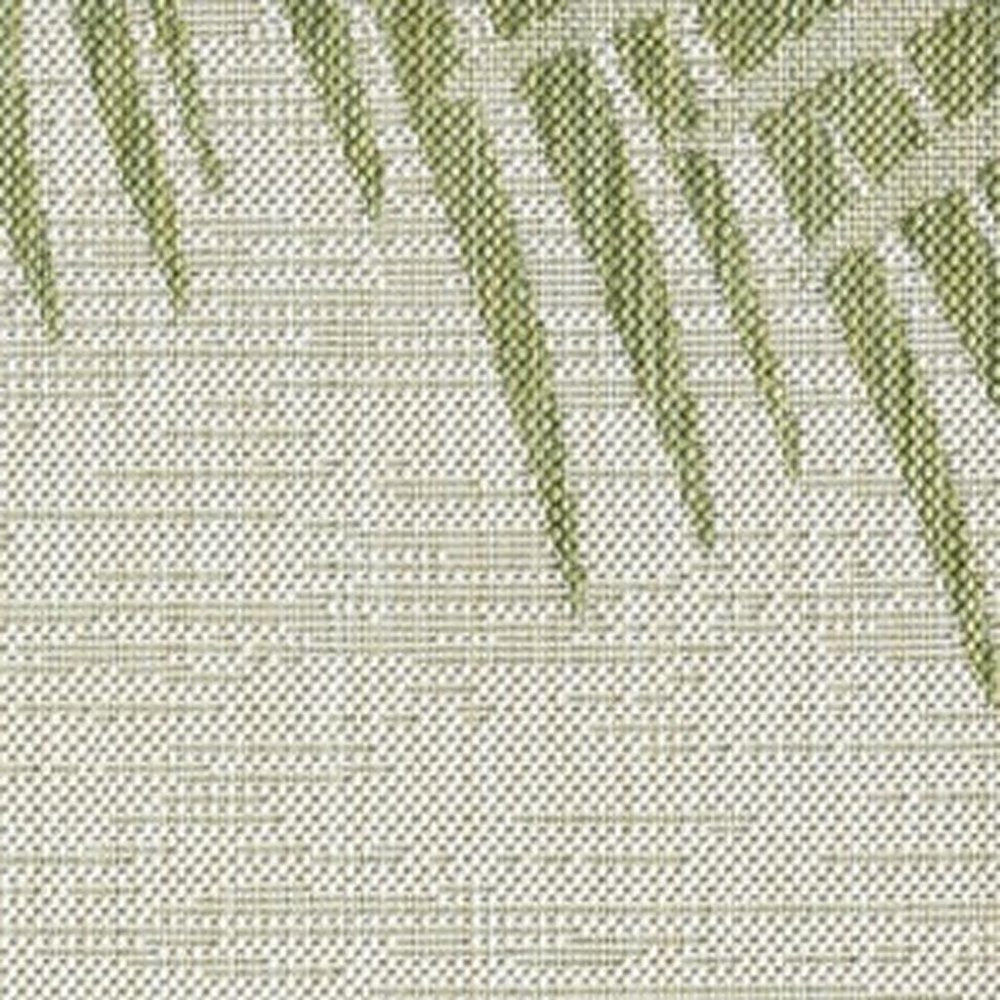 5' X 7' Beige And Green Palm Leaf Indoor Outdoor Area Rug
