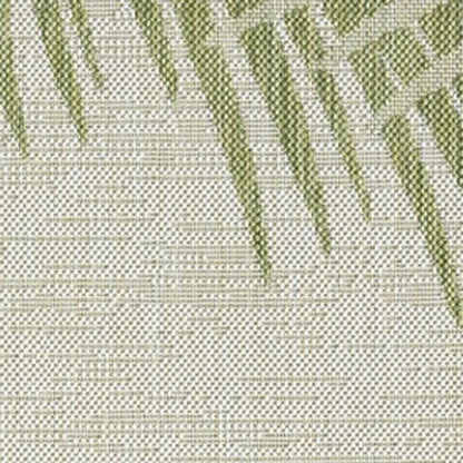5' X 7' Beige And Green Palm Leaf Indoor Outdoor Area Rug