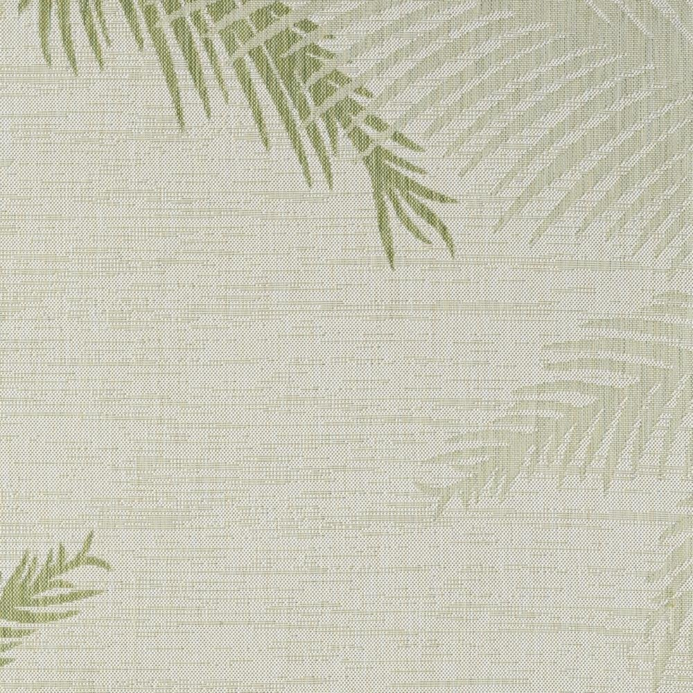 5' X 7' Beige And Green Palm Leaf Indoor Outdoor Area Rug