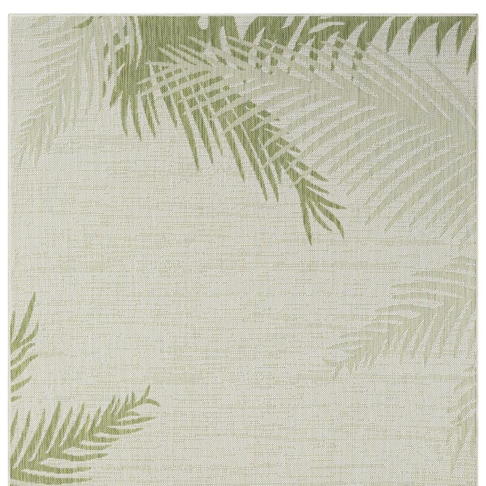 5' X 7' Beige And Green Palm Leaf Indoor Outdoor Area Rug