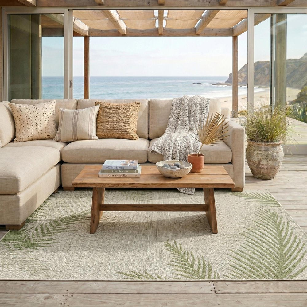 8' X 9' Beige Indoor Outdoor Area Rug