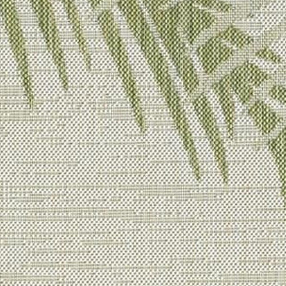 5' X 7' Beige And Green Palm Leaf Indoor Outdoor Area Rug