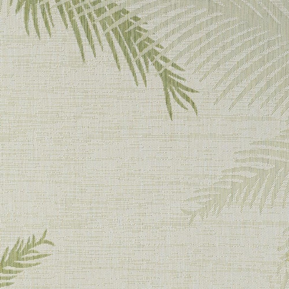 5' X 7' Beige And Green Palm Leaf Indoor Outdoor Area Rug