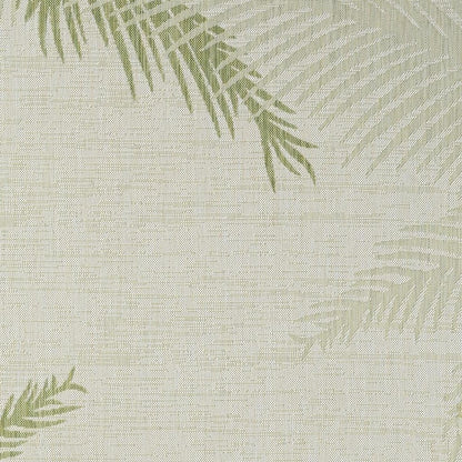 5' X 7' Beige And Green Palm Leaf Indoor Outdoor Area Rug