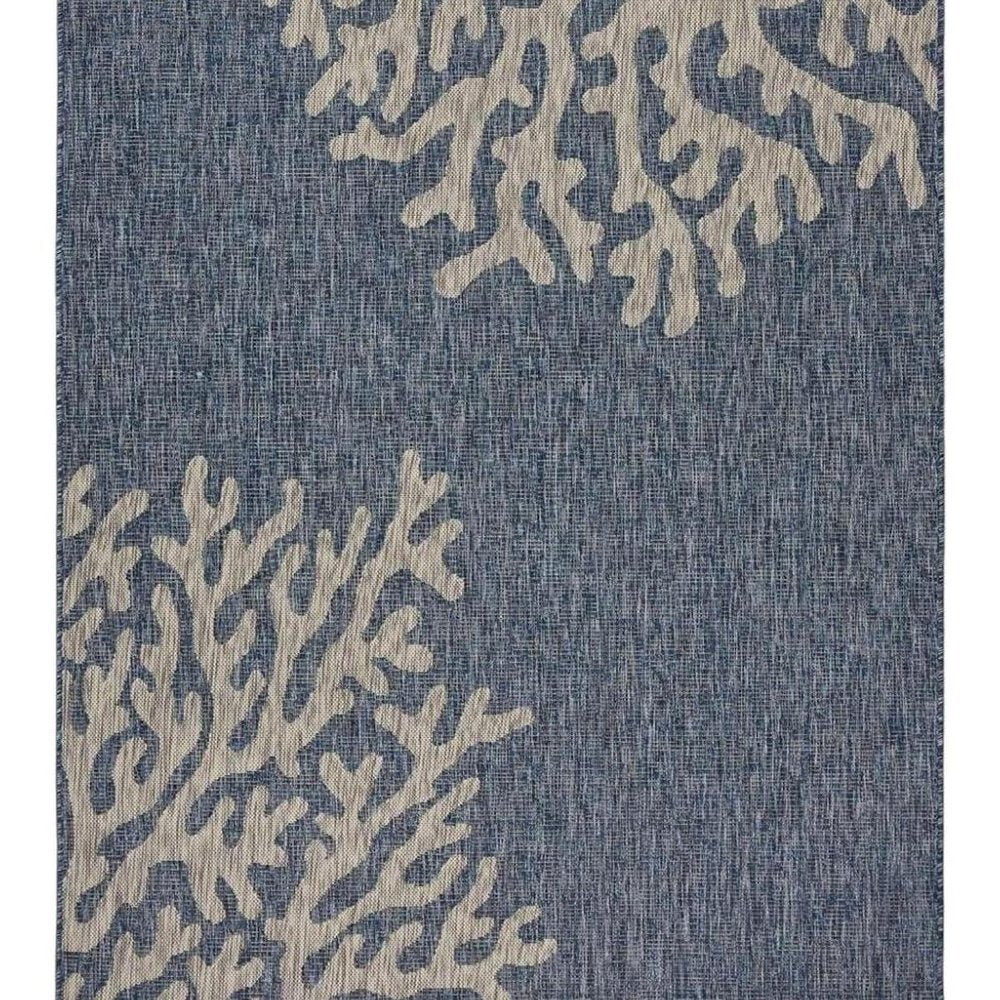 8' X 9' Blue And Gray Indoor Outdoor Area Rug