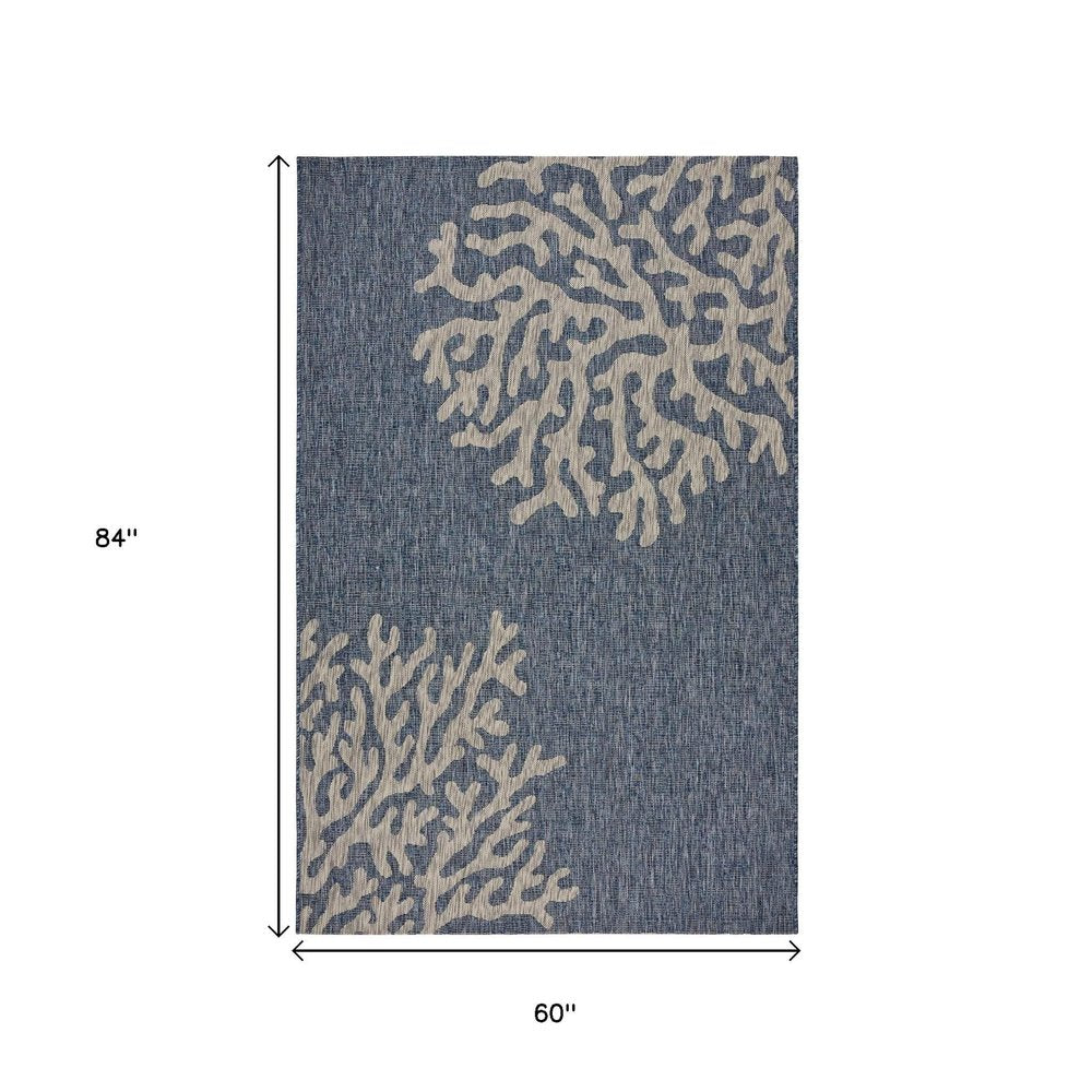 8' X 9' Blue And Gray Indoor Outdoor Area Rug