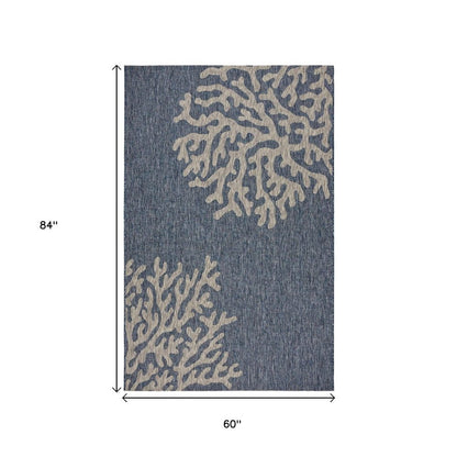 8' X 9' Blue And Gray Indoor Outdoor Area Rug