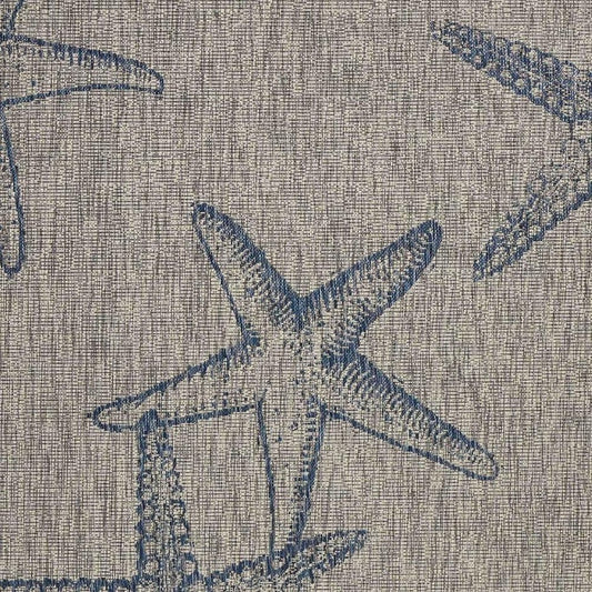 5' X 7' Blue And Gray Starfish Indoor Outdoor Area Rug