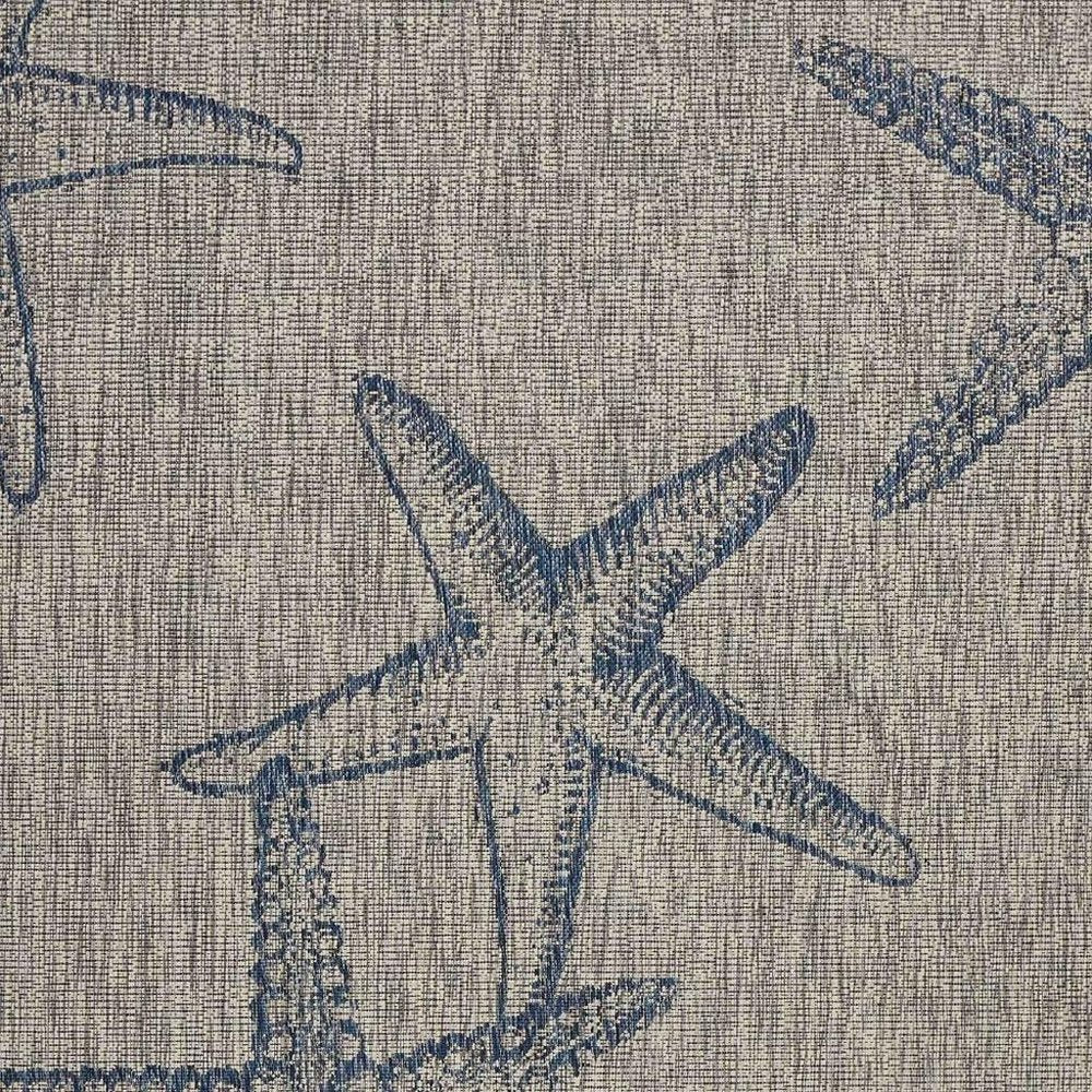 5' X 7' Blue And Gray Starfish Indoor Outdoor Area Rug