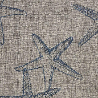 5' X 7' Blue And Gray Starfish Indoor Outdoor Area Rug