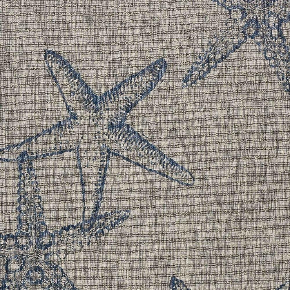 5' X 7' Blue And Gray Starfish Indoor Outdoor Area Rug