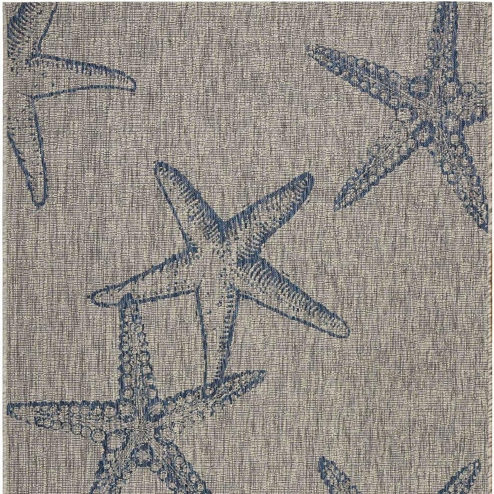 5' X 7' Blue And Gray Starfish Indoor Outdoor Area Rug