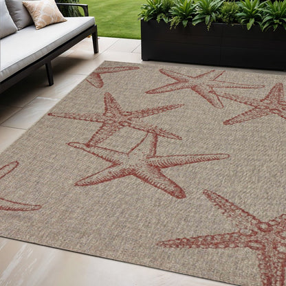 5' X 7' Beige Indoor Outdoor Area Rug