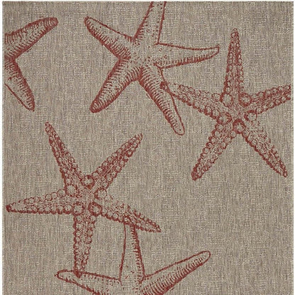 5' X 7' Beige Indoor Outdoor Area Rug
