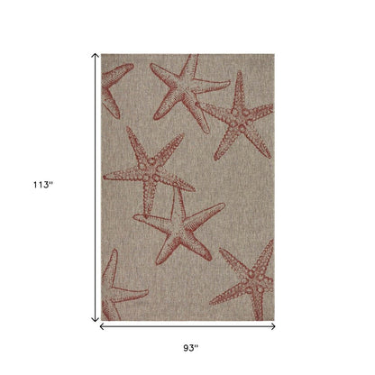 8' X 9' Beige Indoor Outdoor Area Rug