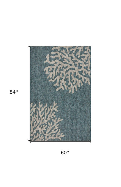 8' X 9' Blue Indoor Outdoor Area Rug