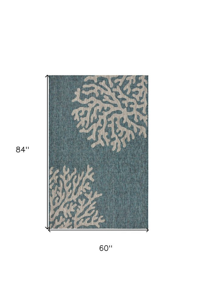 8' X 9' Blue Indoor Outdoor Area Rug