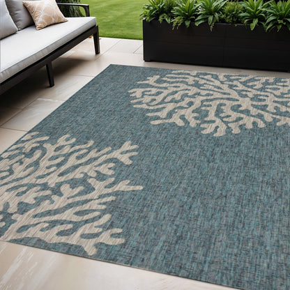 8' X 9' Blue Indoor Outdoor Area Rug