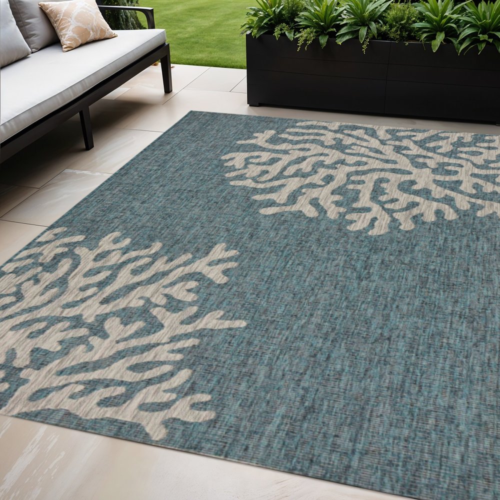 8' X 9' Blue Indoor Outdoor Area Rug