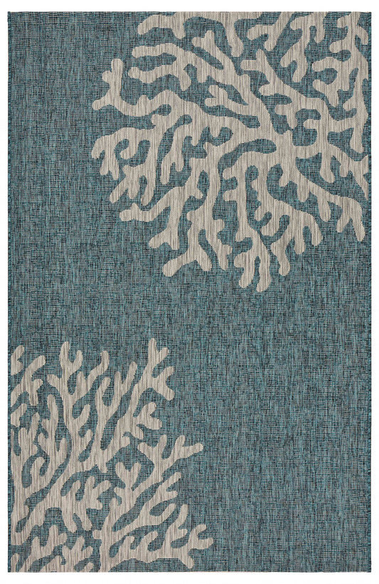 8' X 9' Blue Indoor Outdoor Area Rug