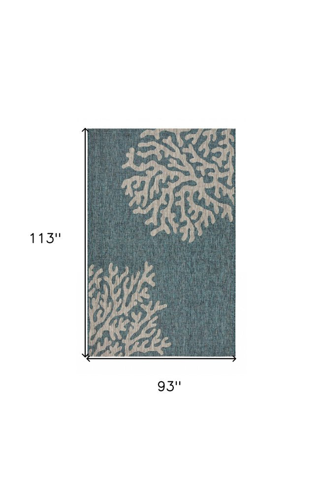 8' X 9' Blue Indoor Outdoor Area Rug