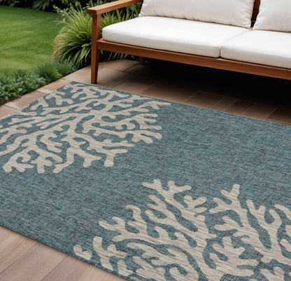 8' X 9' Blue Indoor Outdoor Area Rug