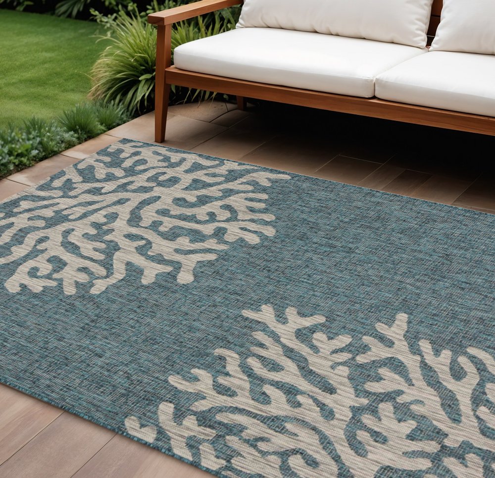 8' X 9' Blue Indoor Outdoor Area Rug