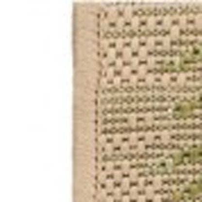 5' X 7' Beige And Green Palm Leaf Indoor Outdoor Area Rug