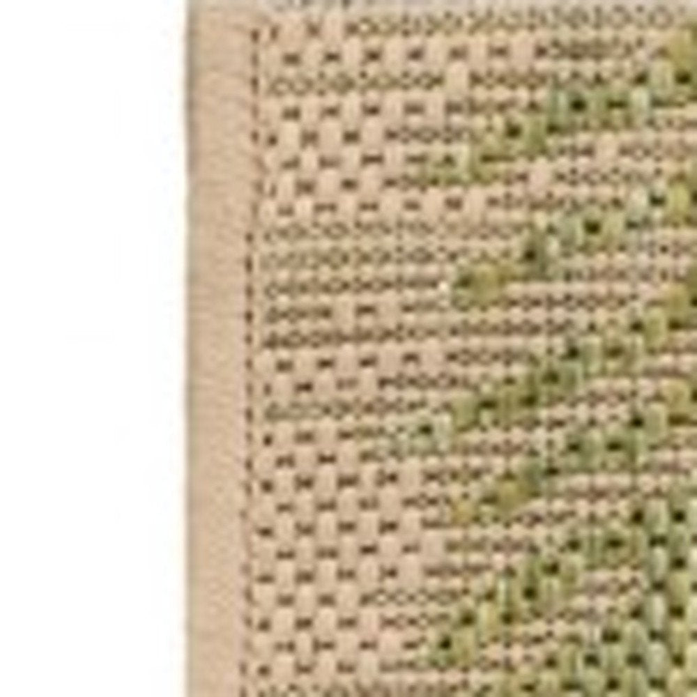 5' X 7' Beige And Green Palm Leaf Indoor Outdoor Area Rug