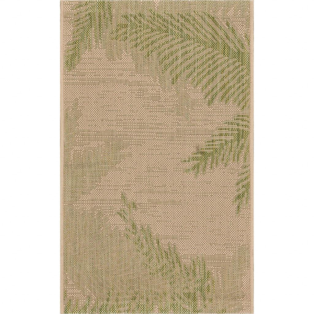 5' X 7' Beige Floral Indoor Outdoor Area Rug