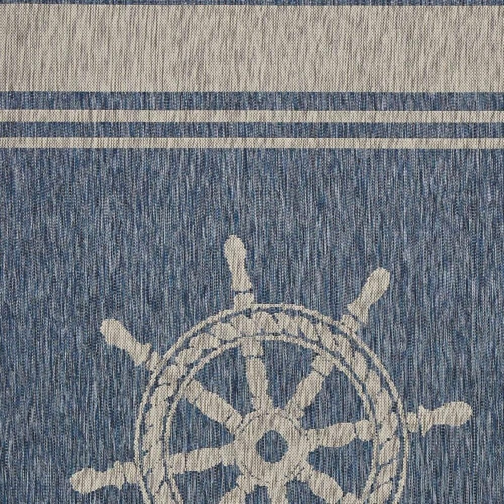 8' X 9' Blue And Gray Indoor Outdoor Area Rug