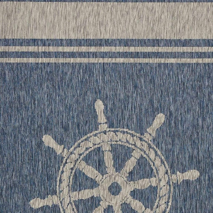 8' X 9' Blue And Gray Indoor Outdoor Area Rug