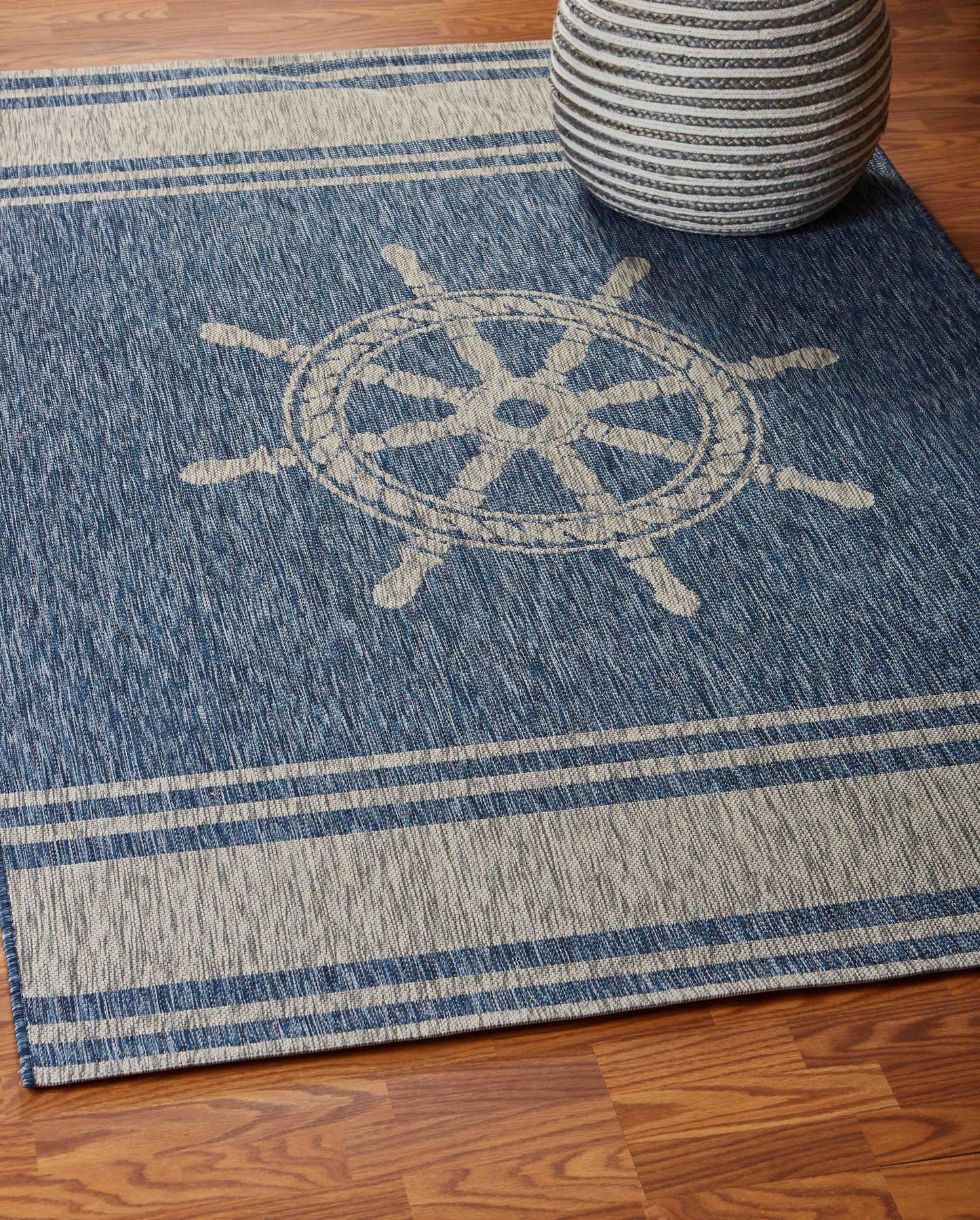 8' X 9' Blue And Gray Indoor Outdoor Area Rug