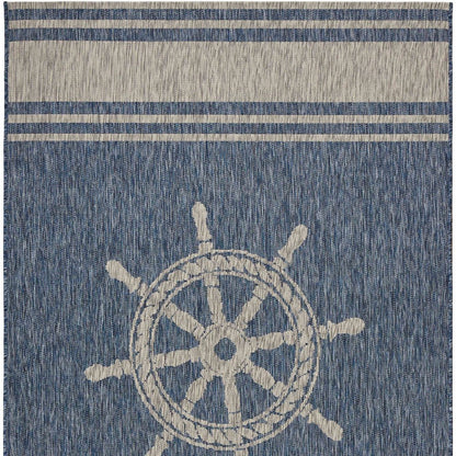 8' X 9' Blue And Gray Indoor Outdoor Area Rug