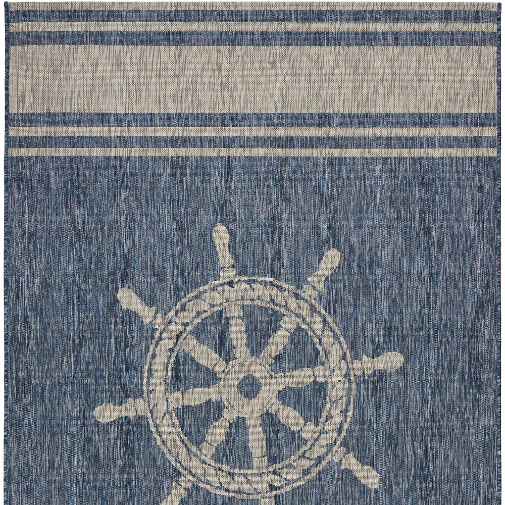 8' X 9' Blue And Gray Indoor Outdoor Area Rug