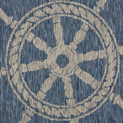 8' X 9' Blue And Gray Indoor Outdoor Area Rug