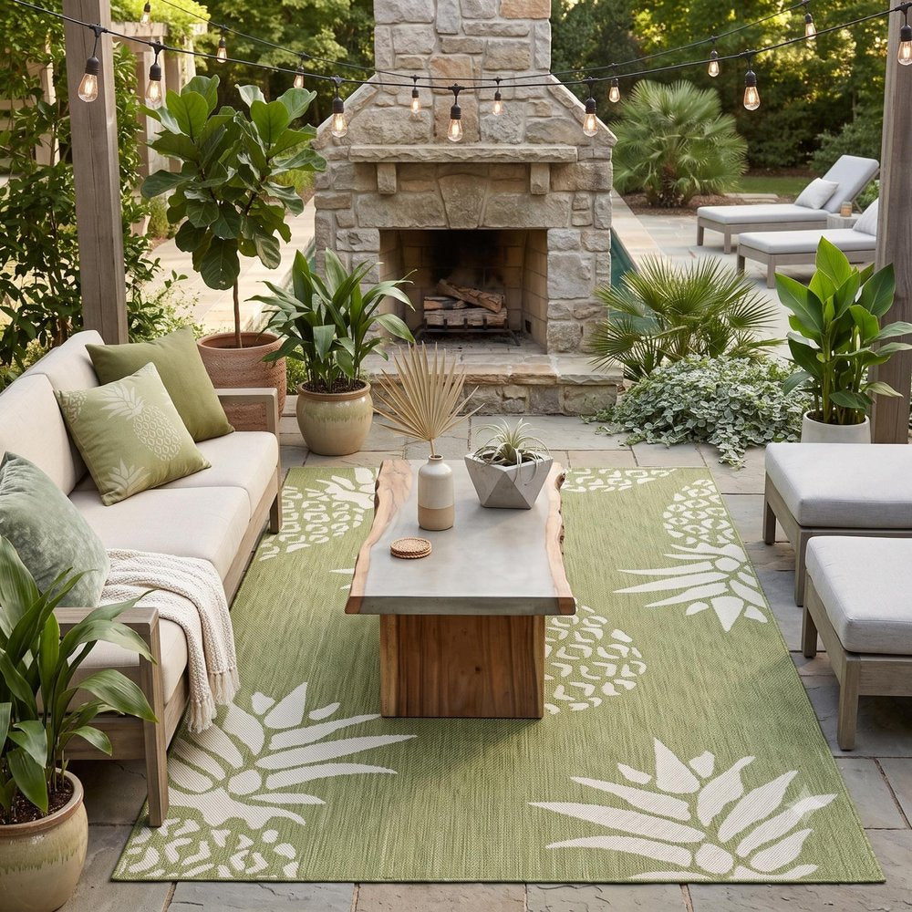 8' X 10' Green Indoor Outdoor Area Rug