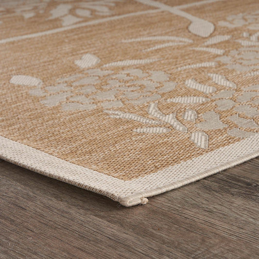 8' X 10' Beige Floral Indoor Outdoor Area Rug