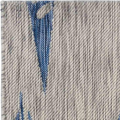 5' X 7' Gray And Blue Sailboat Indoor Outdoor Area Rug