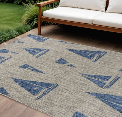 5' X 7' Gray Indoor Outdoor Area Rug