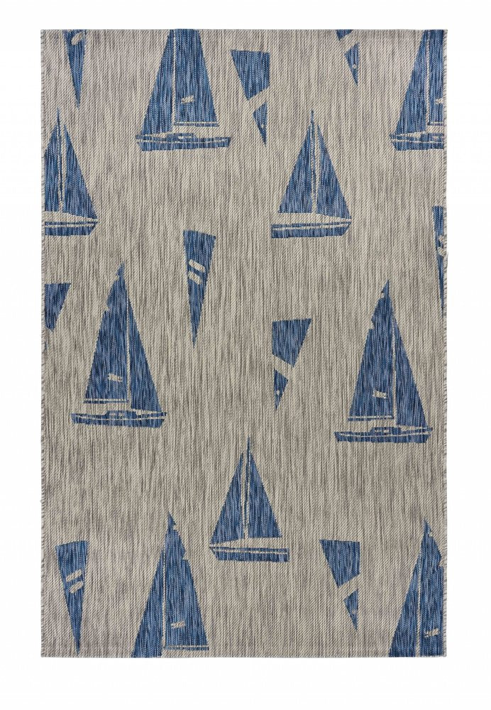 5' X 7' Gray Indoor Outdoor Area Rug