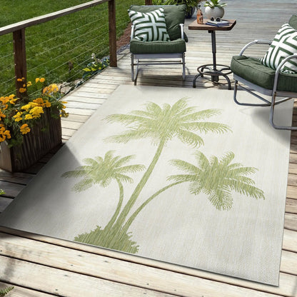 5' X 7' Beige Indoor Outdoor Area Rug