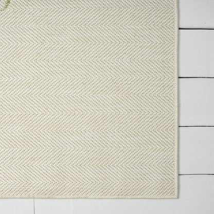 5' X 7' Beige And Green Palm Tree Indoor Outdoor Area Rug