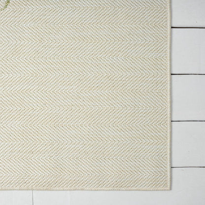 5' X 7' Beige And Green Palm Tree Indoor Outdoor Area Rug