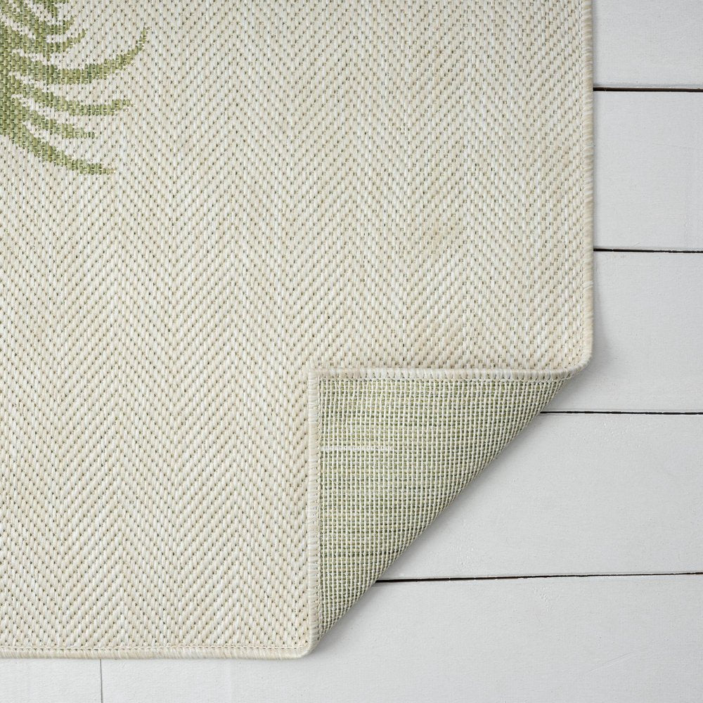 5' X 7' Beige And Green Palm Tree Indoor Outdoor Area Rug