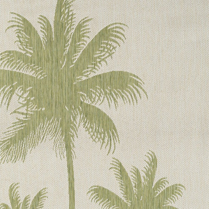 5' X 7' Beige And Green Palm Tree Indoor Outdoor Area Rug